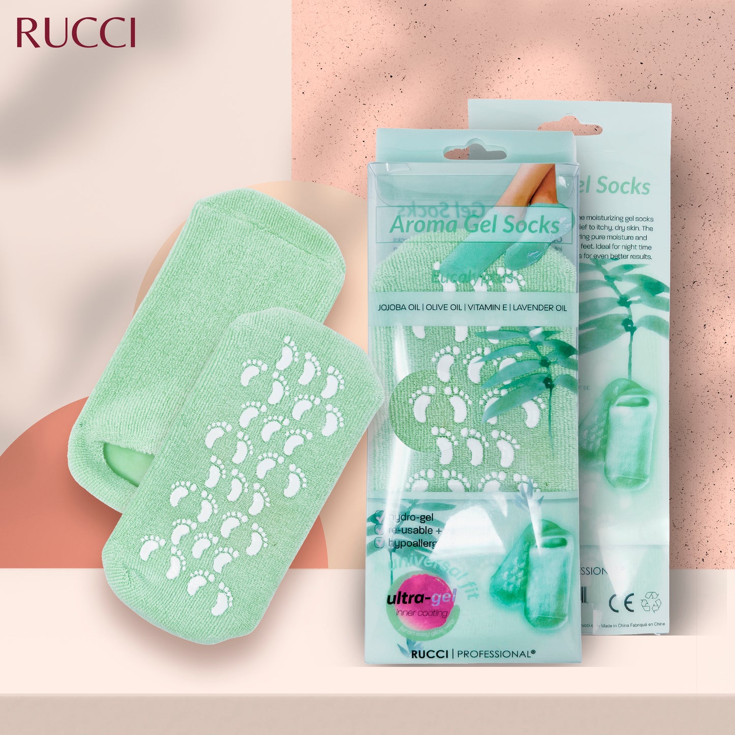 RL403 Rucci Moisturizing Gel Socks for Cracked Heels & Dry Feet – Anti-Slip Aromatherapy Spa Socks for Women & Men