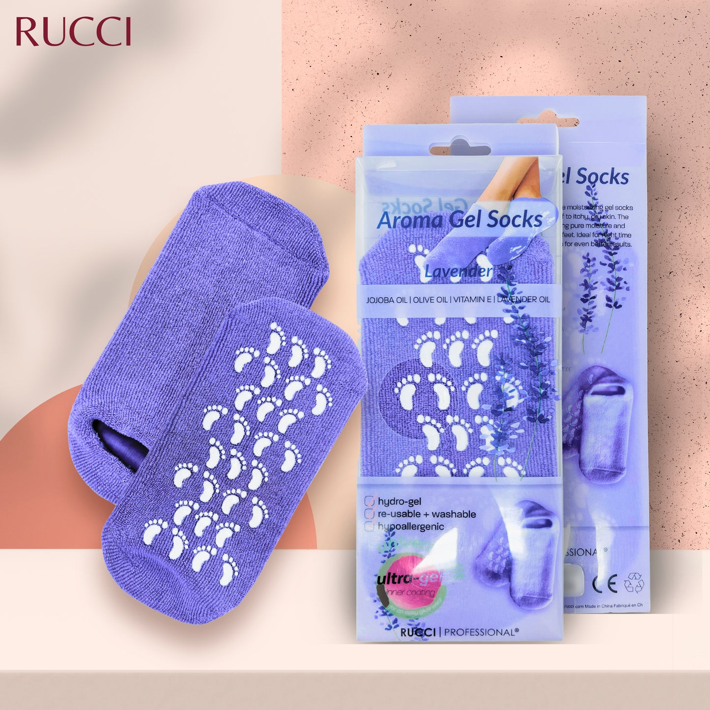RL403 Rucci Moisturizing Gel Socks for Cracked Heels & Dry Feet – Anti-Slip Aromatherapy Spa Socks for Women & Men