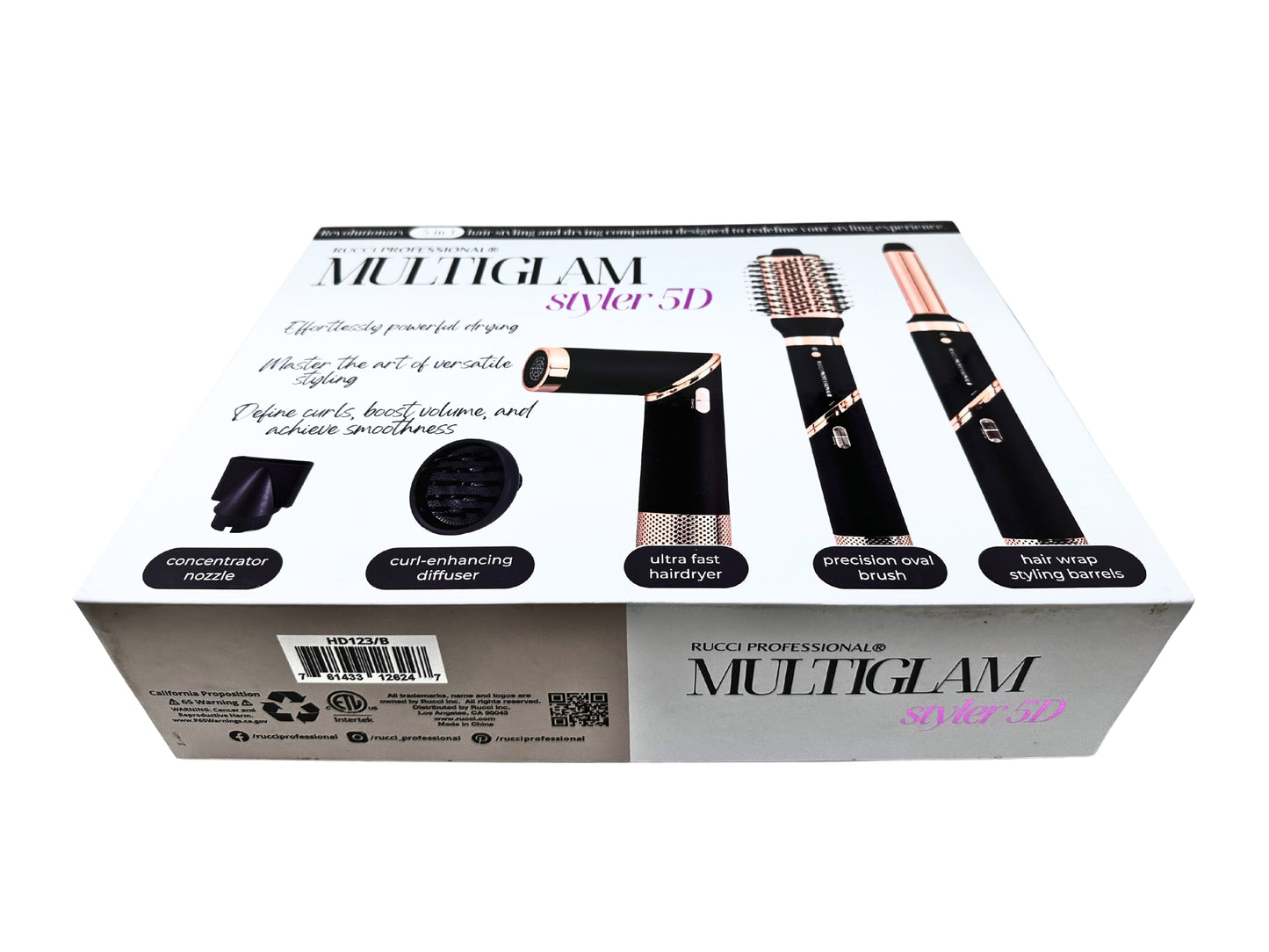 MULTIGLAM Styler 5D | 5-in-1 Hair Dryer & Styler Set with Air Wrap Barrels, Diffuser, Precision Brush & Concentrator Nozzle