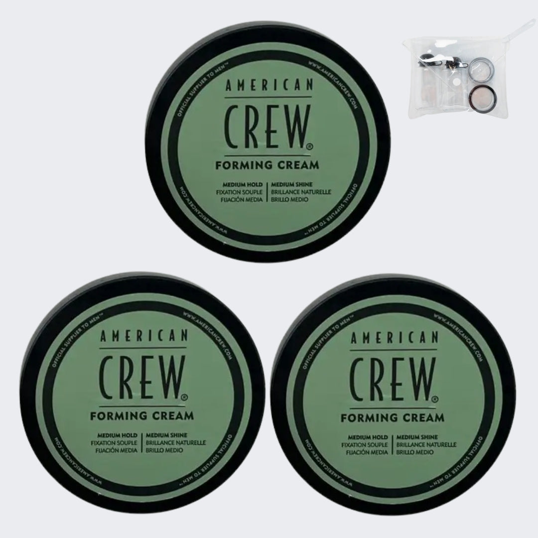 American Crew Forming Cream– Pack of 3 + FREE Travel Bottle | Medium Hold, Medium Shine
