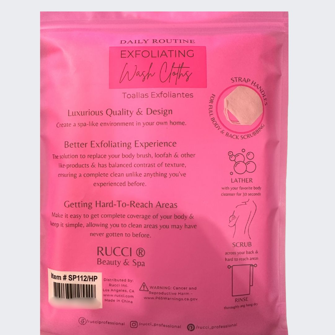 SP112/HP Rucci Long Exfoliating Wash Cloth Set – Back Scrubber