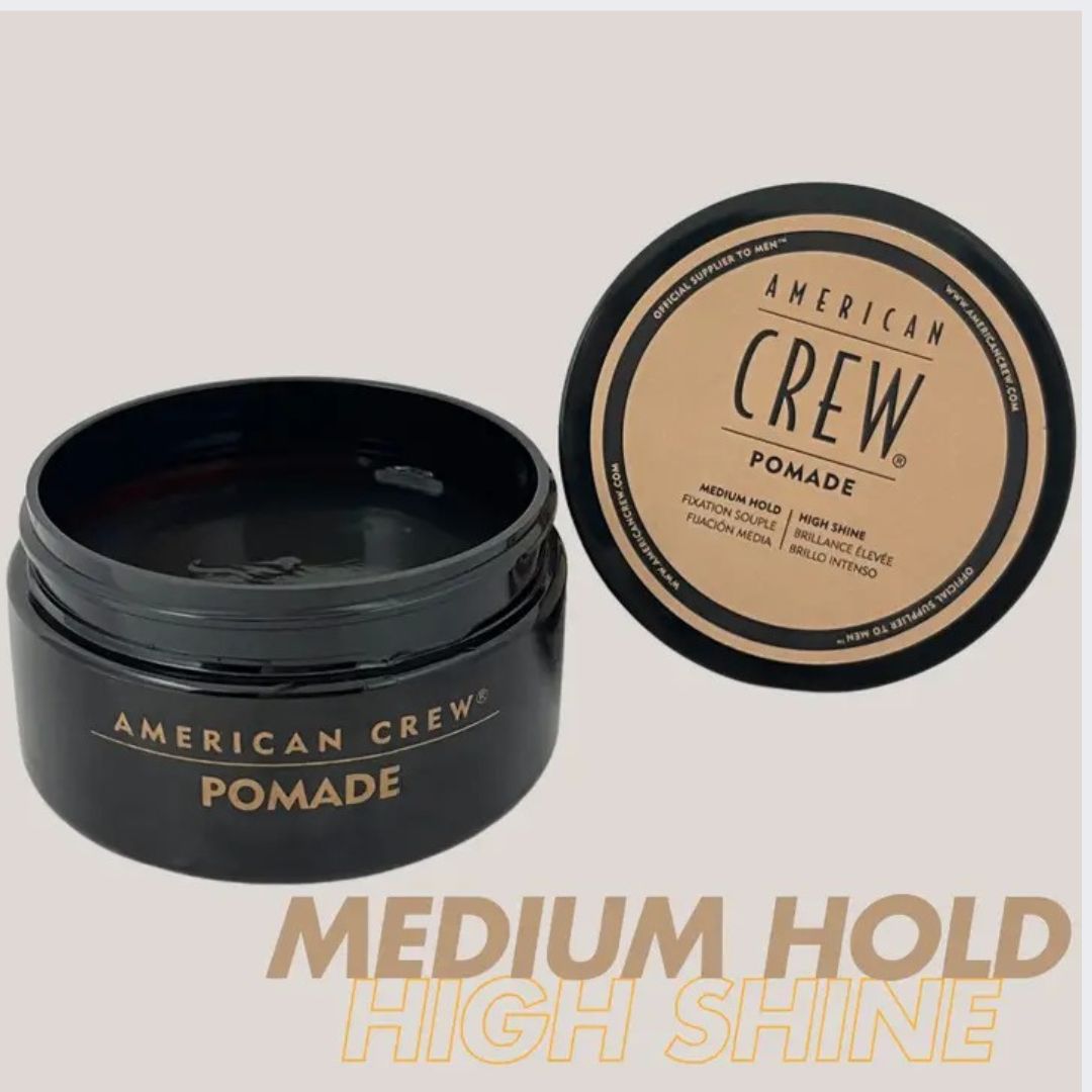 American Crew Pomade – Pack of 3 + FREE Travel Bottle | Medium Hold, High Shine
