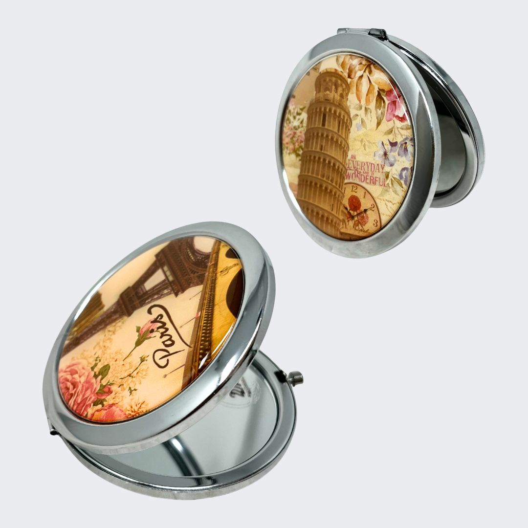 CM308 Round Vintage Compact Mirrors (4 pack)
