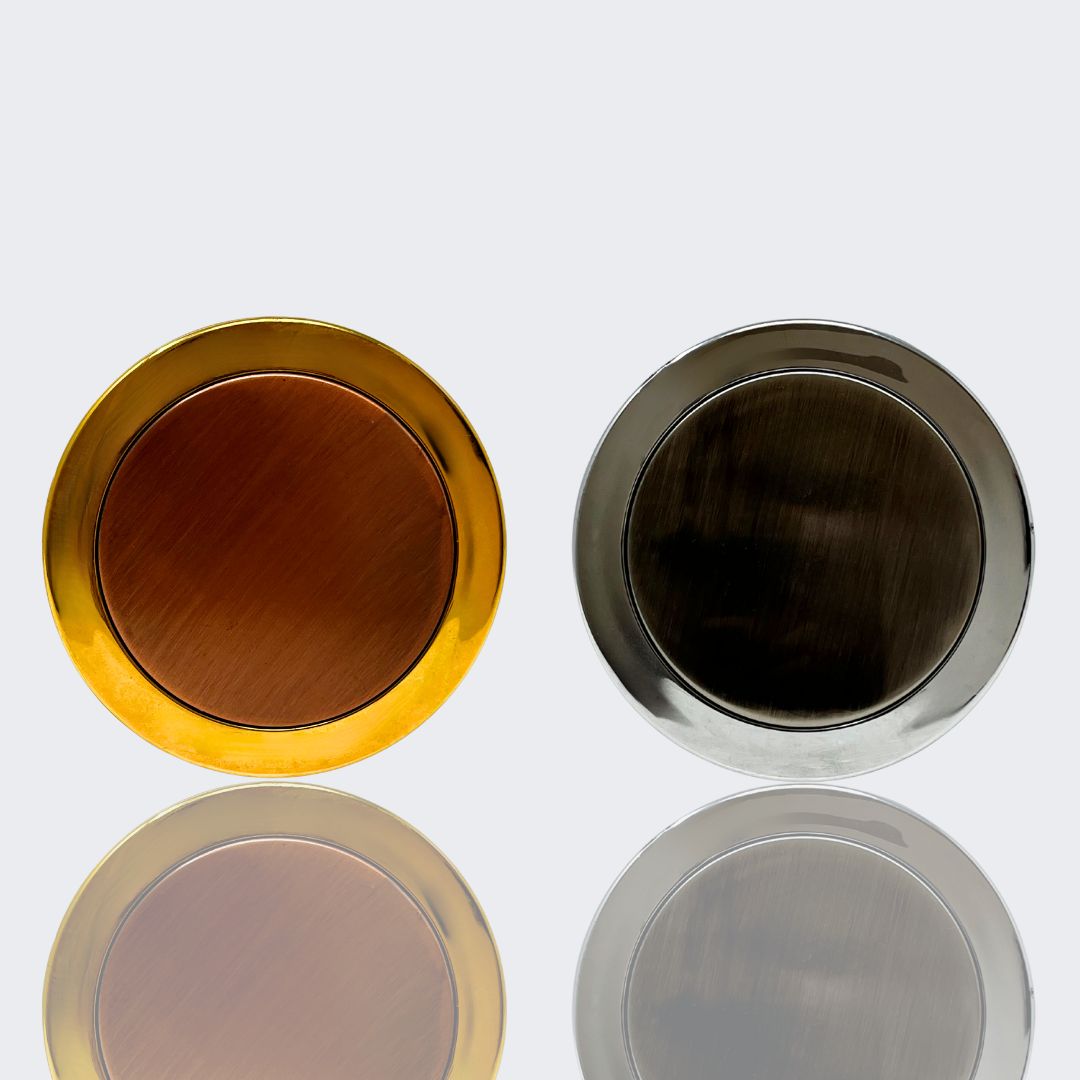 CM506 Gold and Gunmetal Round Compact Mirrors (2 Pack)