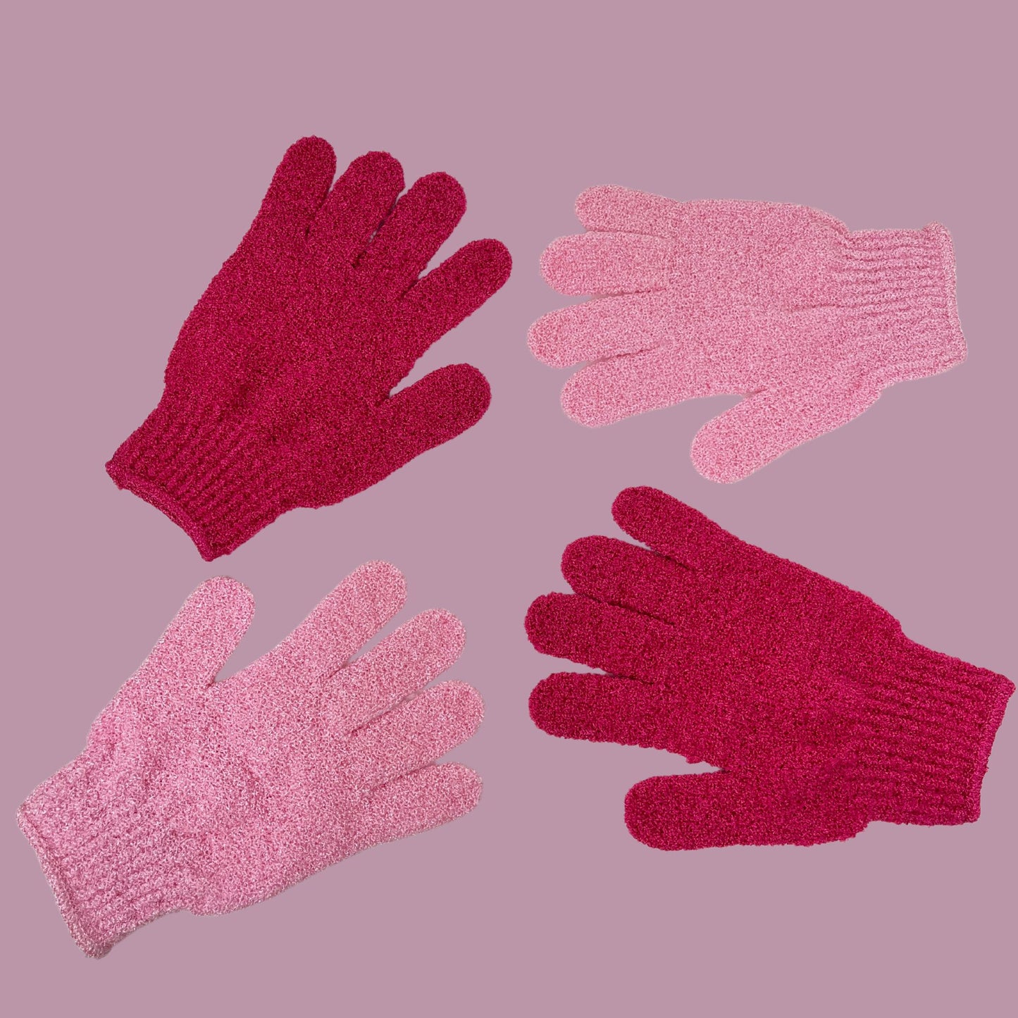 Exfoliating Bath Gloves Set (2 Pairs) – Pink or Peach for Smooth Skin