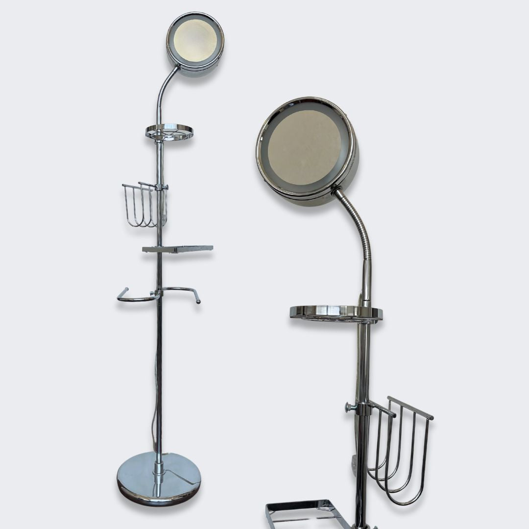 M838 Lighted Floor Standing Mirror with 10X Magnifying Side