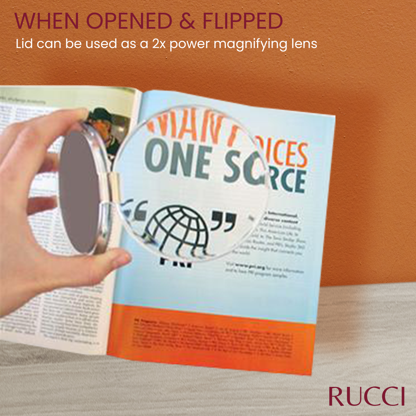 Rucci 3-in-1 Magnifying 4-Inch Compact Mirror (M845)
