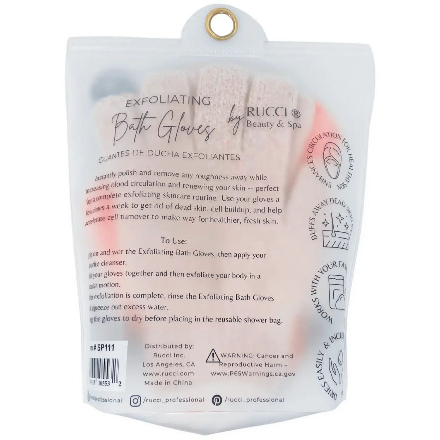 Exfoliating Bath Gloves Set (2 Pairs) – Pink or Peach for Smooth Skin