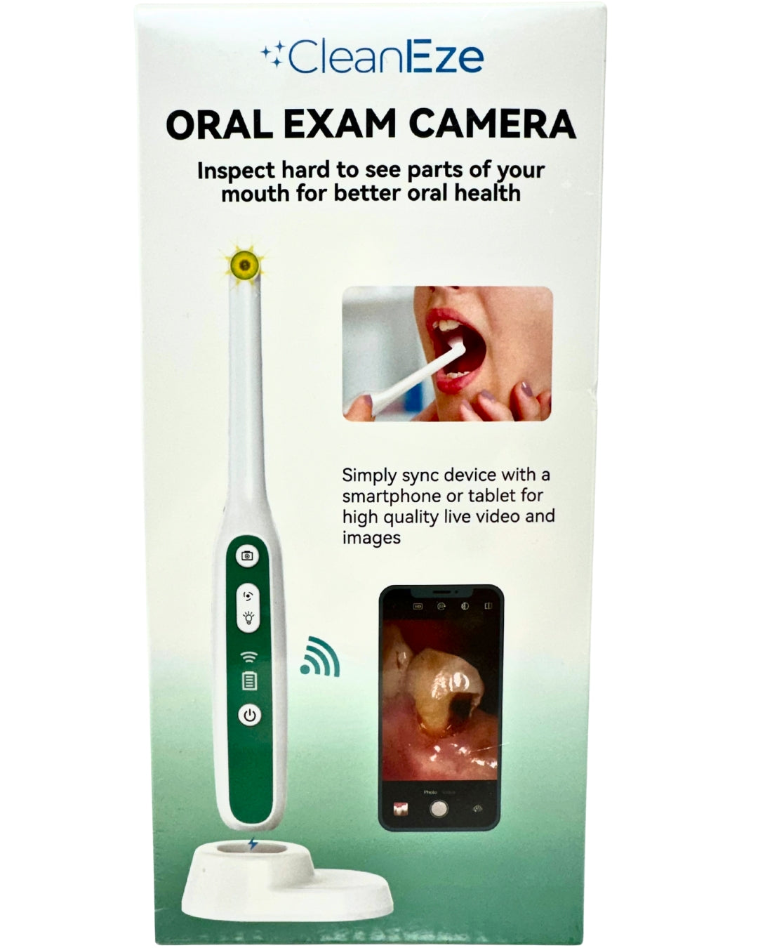 CleanEze Oral Exam Camera HD | WiFi Scope w/ LED, Rechargeable, Anti-Fog