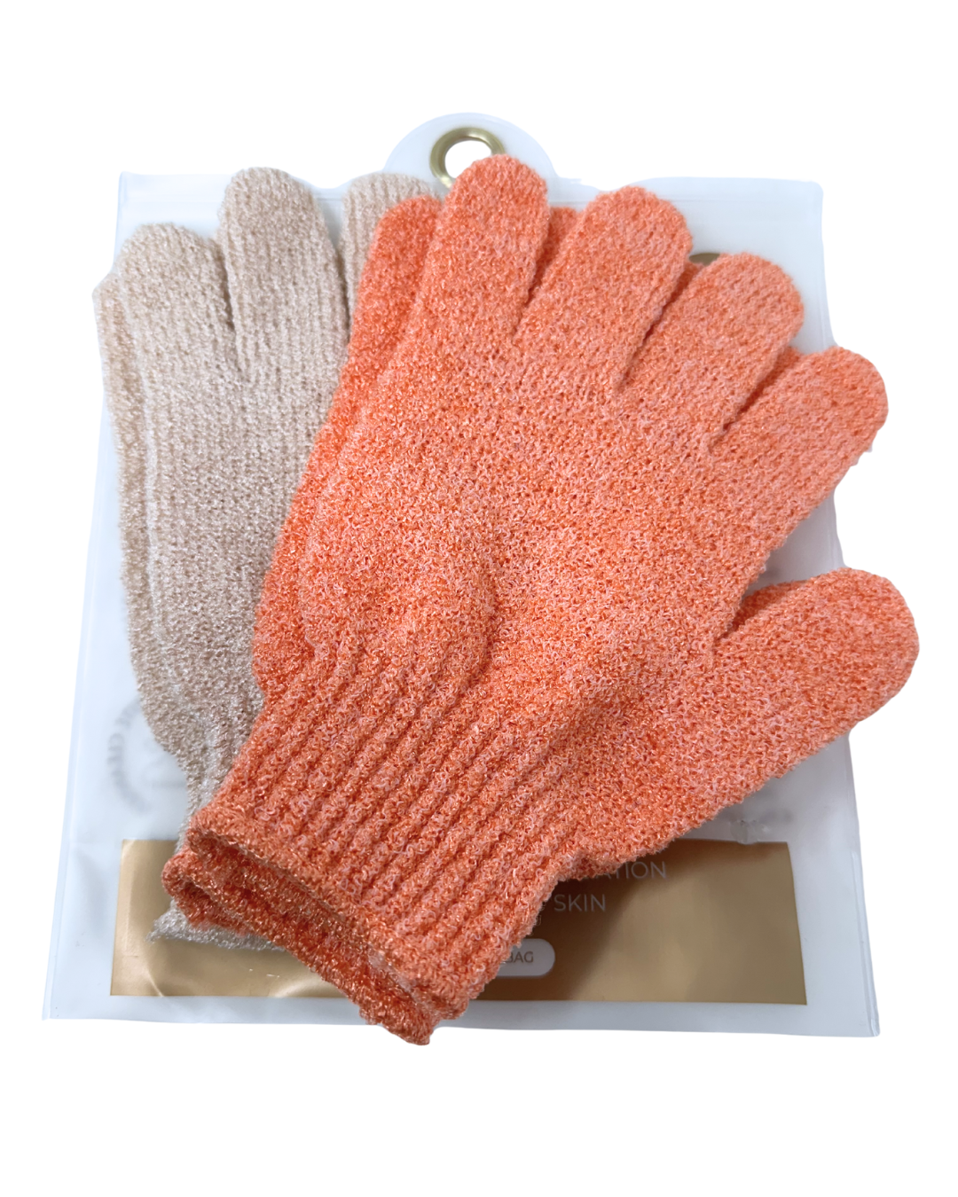 Exfoliating Bath Gloves Set (2 Pairs) – Pink or Peach for Smooth Skin