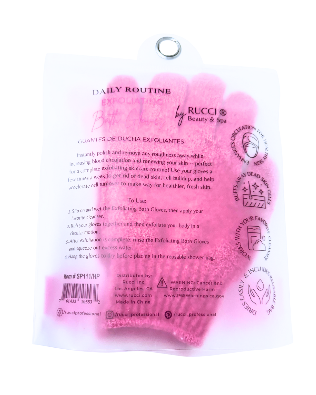 Exfoliating Bath Gloves Set (2 Pairs) – Pink or Peach for Smooth Skin