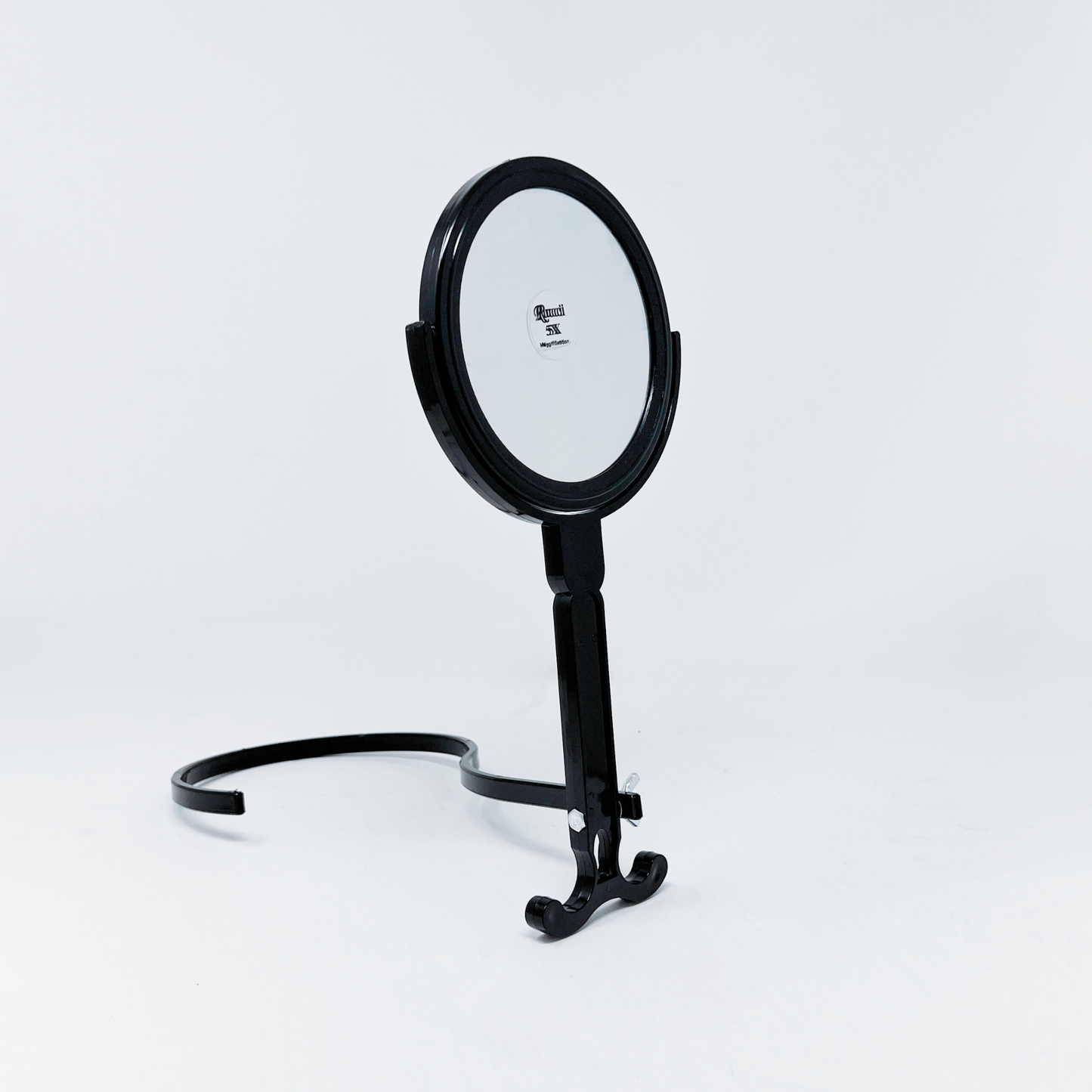 1X/5X Magnifying Double-Sided Neck Mirror – Adjustable Black Plastic Vanity Mirror for Makeup, Grooming, and Hair Styling