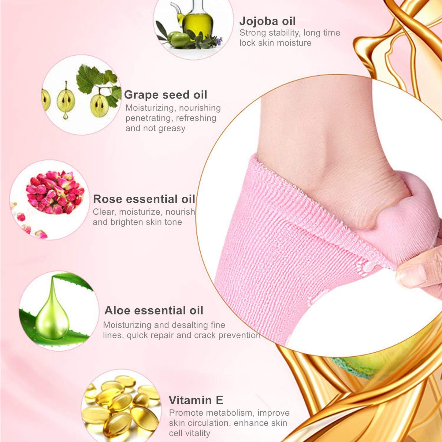 RL403 Rucci Moisturizing Gel Socks for Cracked Heels & Dry Feet – Anti-Slip Aromatherapy Spa Socks for Women & Men