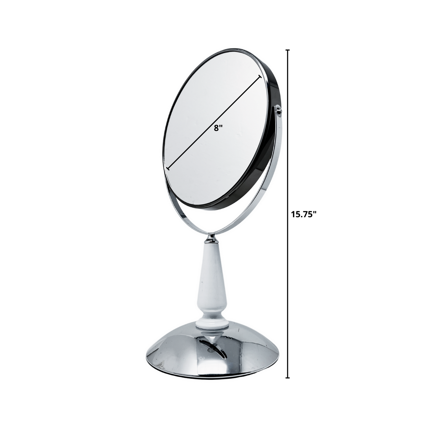 1X/5X Magnifying Double-Sided Silver Tabletop Mirror (8"D x 15.75"H)- CL66