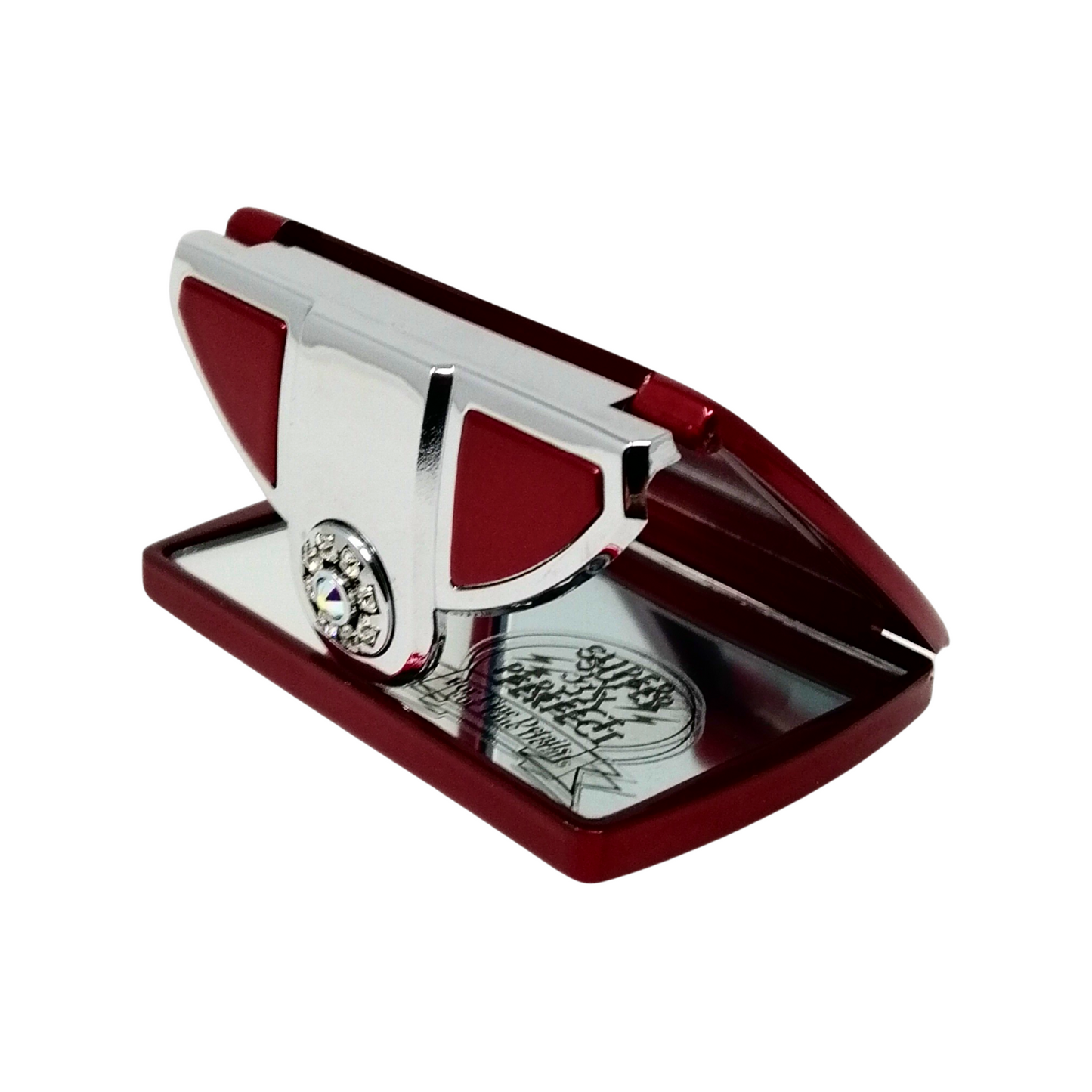 Square Swarovski Crystal Compact Mirror with 1X/3X Magnification – Elegant Travel Vanity Mirror(CM310/R, CM408/B)