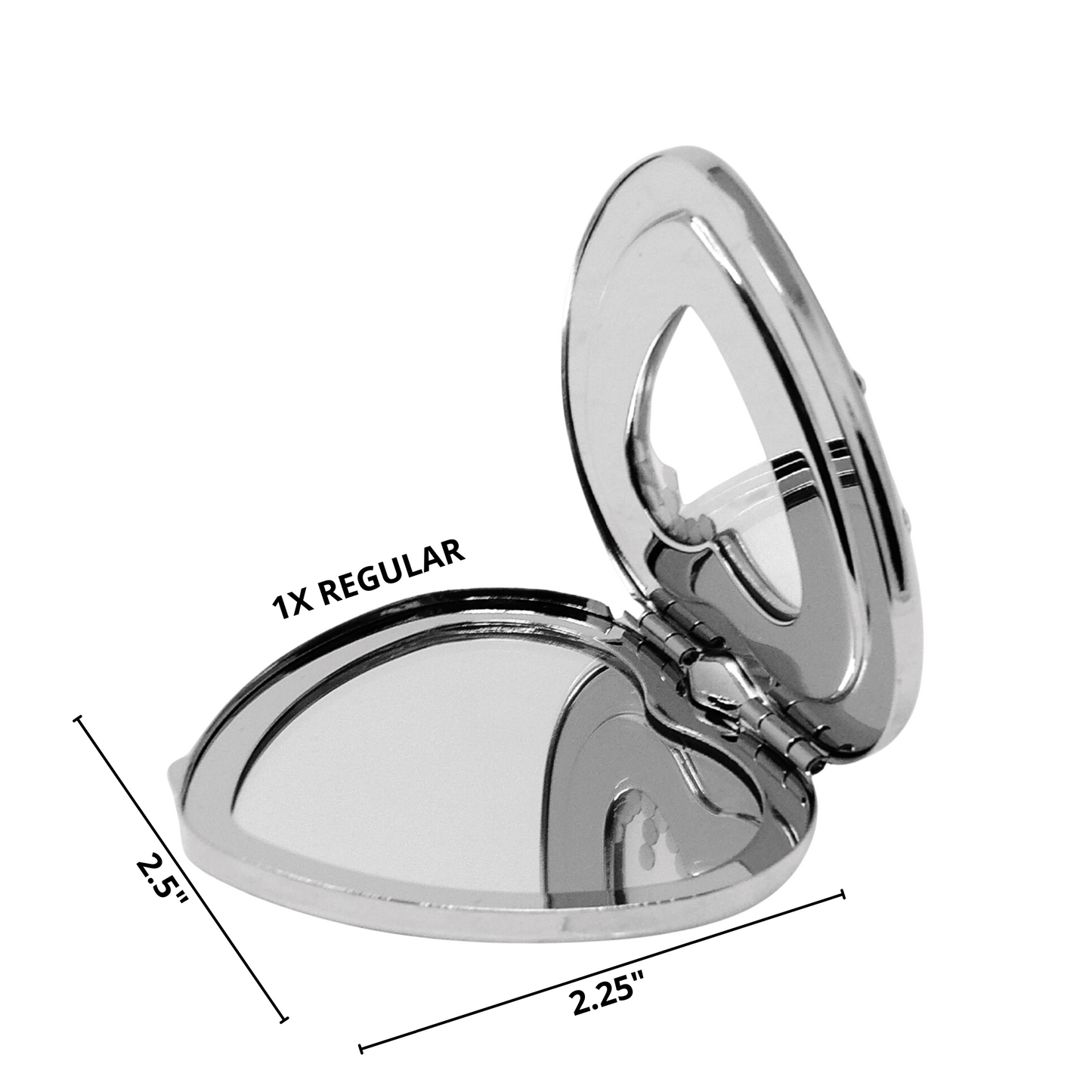 1X Regular Silver Heart with Diamonds Compact Mirror (CM603)