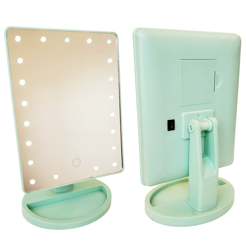 21-LED Mini-Hollywood Lighted Mirror (Mint Green) Battery Powered 4 x AA
