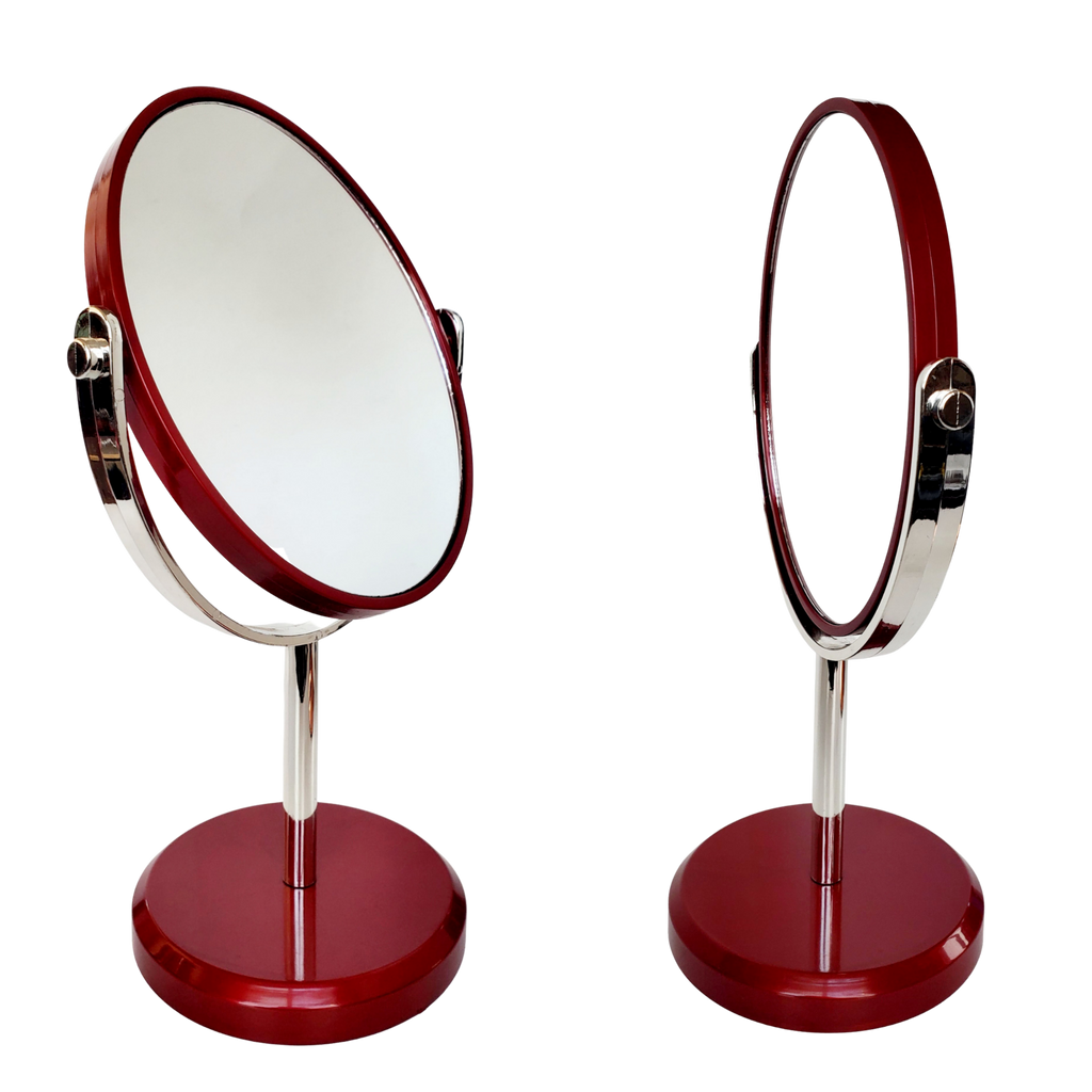 1x 3x Red Oval Dual Vanity Mirrors
