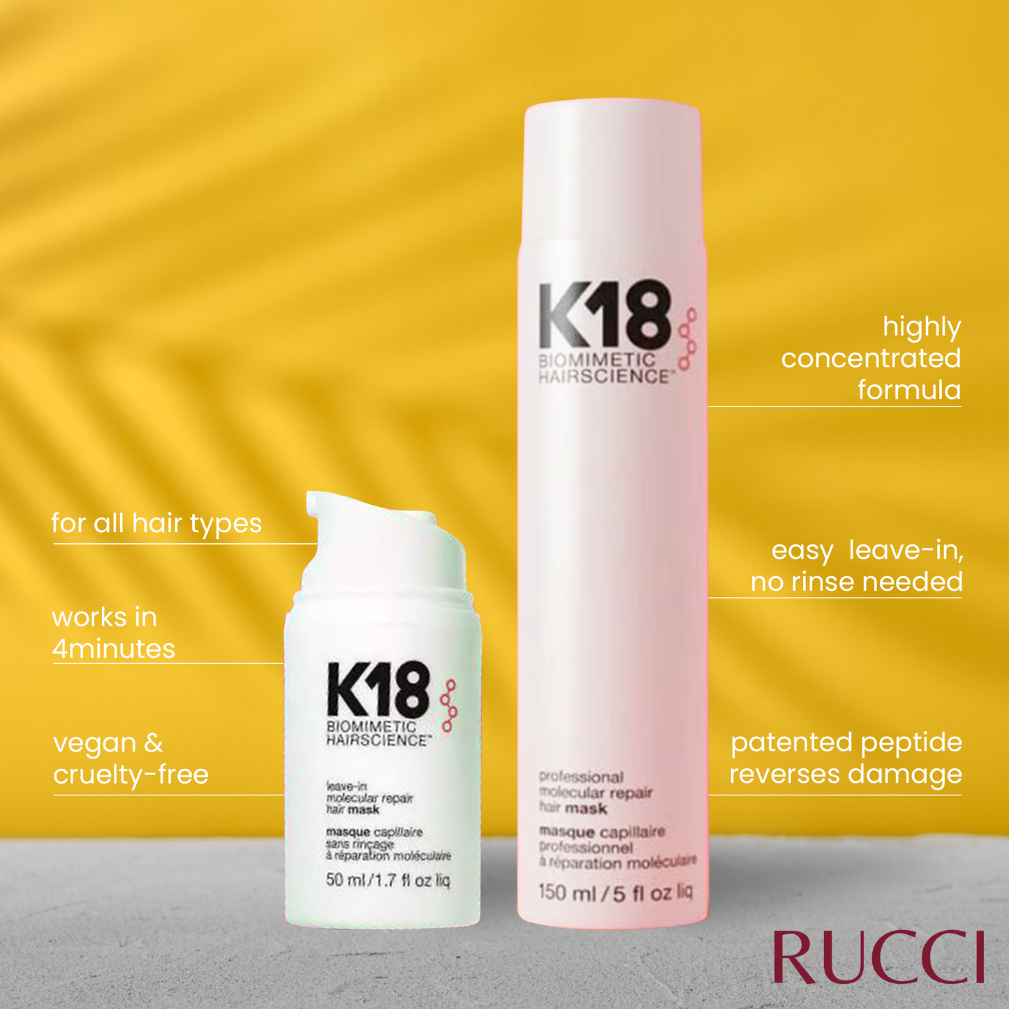 K18-31005 Leave-In Molecular Repair Hair Mask, 4-Minute Speed Treatment, Renews Hair Damage From Color, Chemical Services Heat