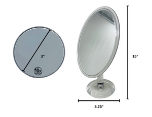 CLEARANCE 1X Regular Clear Tabletop & 10X Magnifying Magnet Mirror (15"H x 3"D)