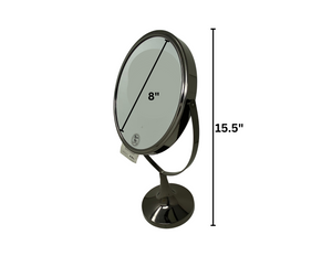 CLEARANCE 1X/5X Magnifying Double-Sided Black Tabletop Mirror (8"D x 15.5"H)