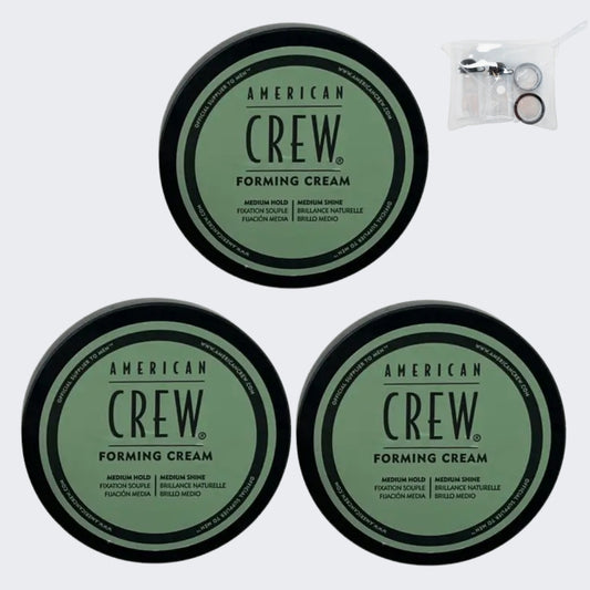 American Crew Forming Cream– Pack of 3 + FREE Travel Bottle | Medium Hold, Medium Shine
