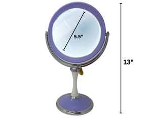 CLEARANCE 1X/7X Magnifying Double-Sided Purple Tabletop Mirror (5"D x 13"H)