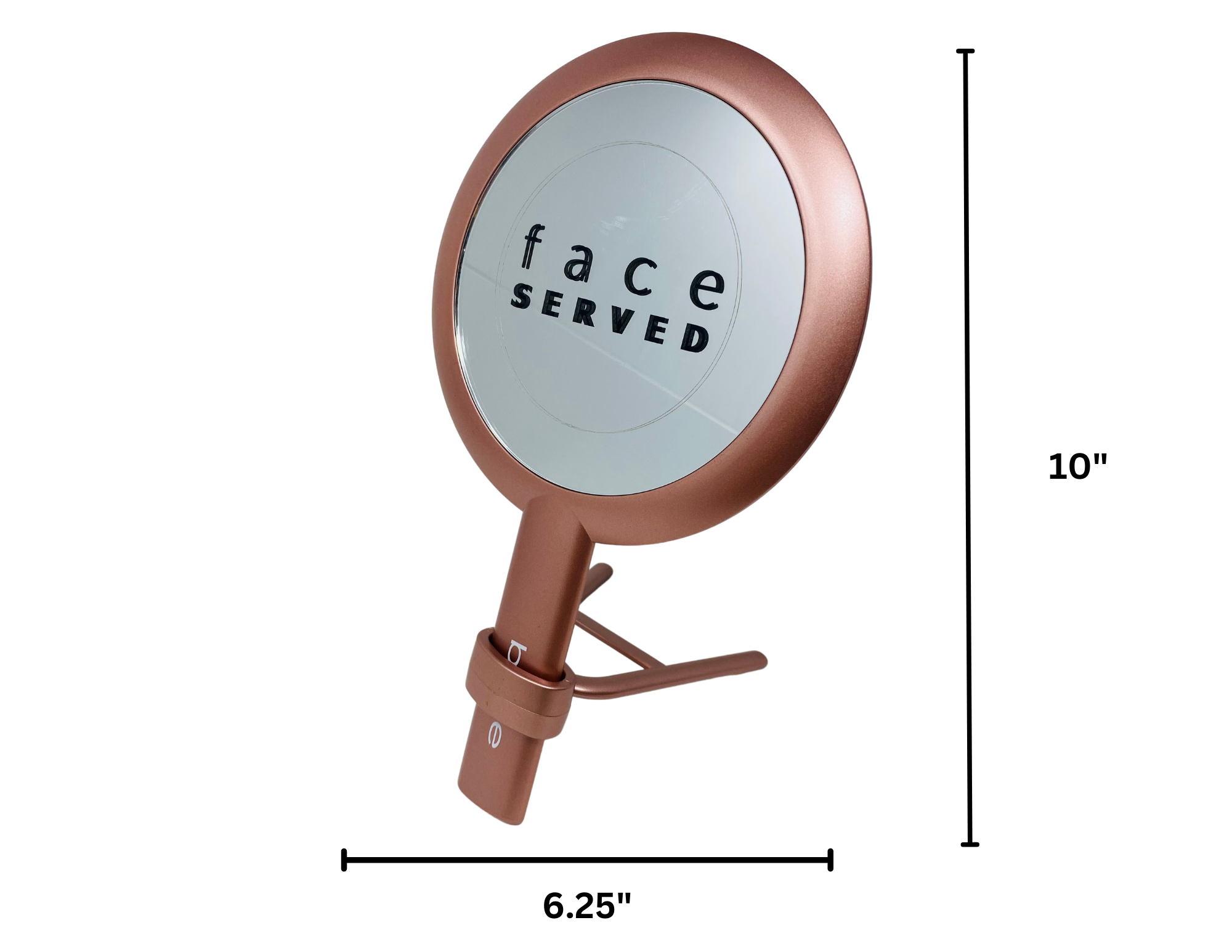 CLEARANCE 1X/10X BEBE Magnifying Double-Sided Rose Gold Tabletop/Handheld Mirror (10"H x 6.25"L)