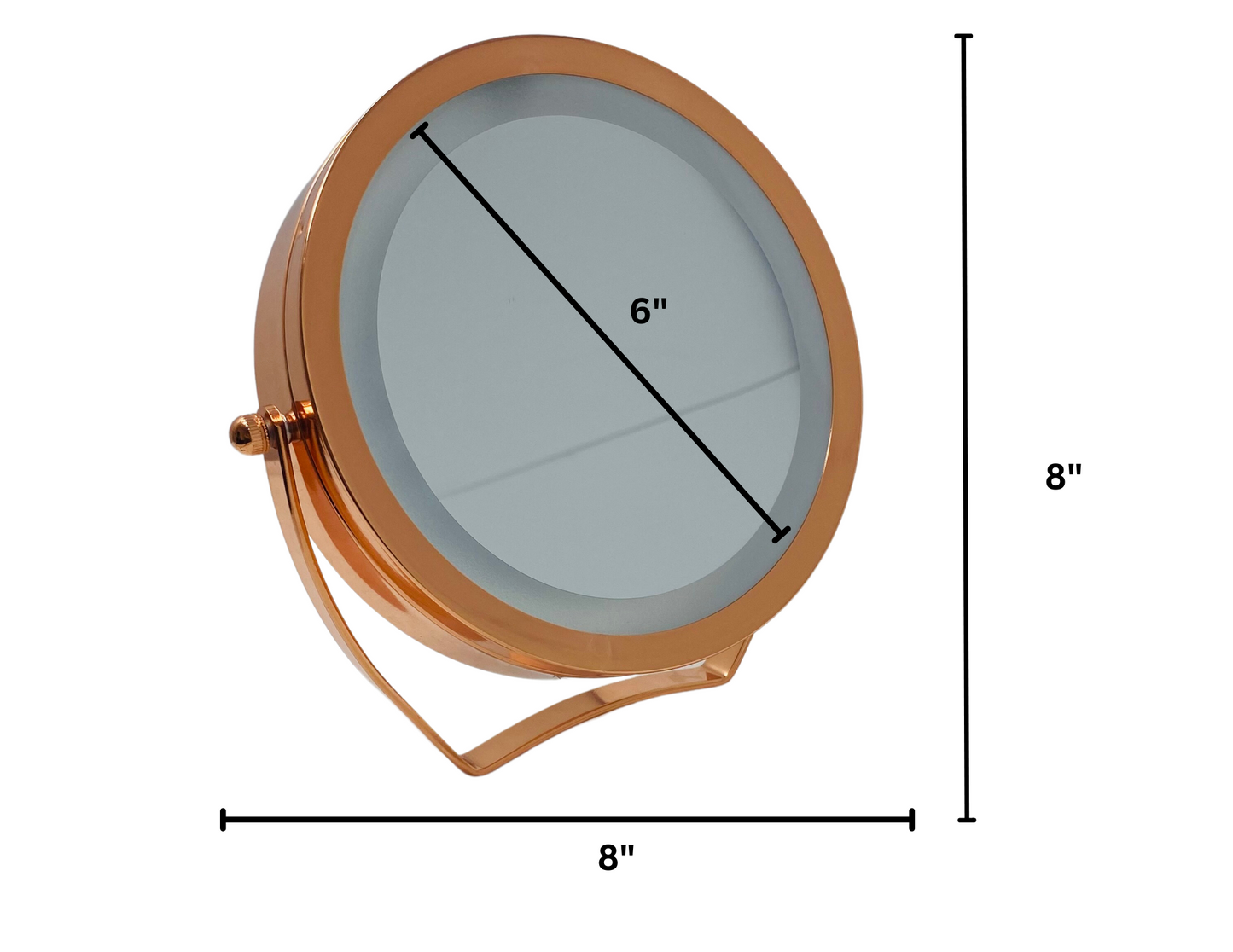 CLEARANCE 1X/5X Double-Sided Magnifying Rose Gold Travel/Tabletop Mirror (8"H x 6"D)