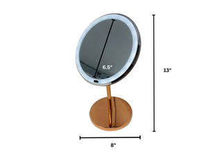 CLEARANCE 5x Magnifying Rose Gold LED Table Top Mirror (13"H x 6.5"D)