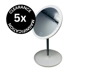 CLEARANCE 1X White LED Table Top Mirror (11"H x 5.25"D)