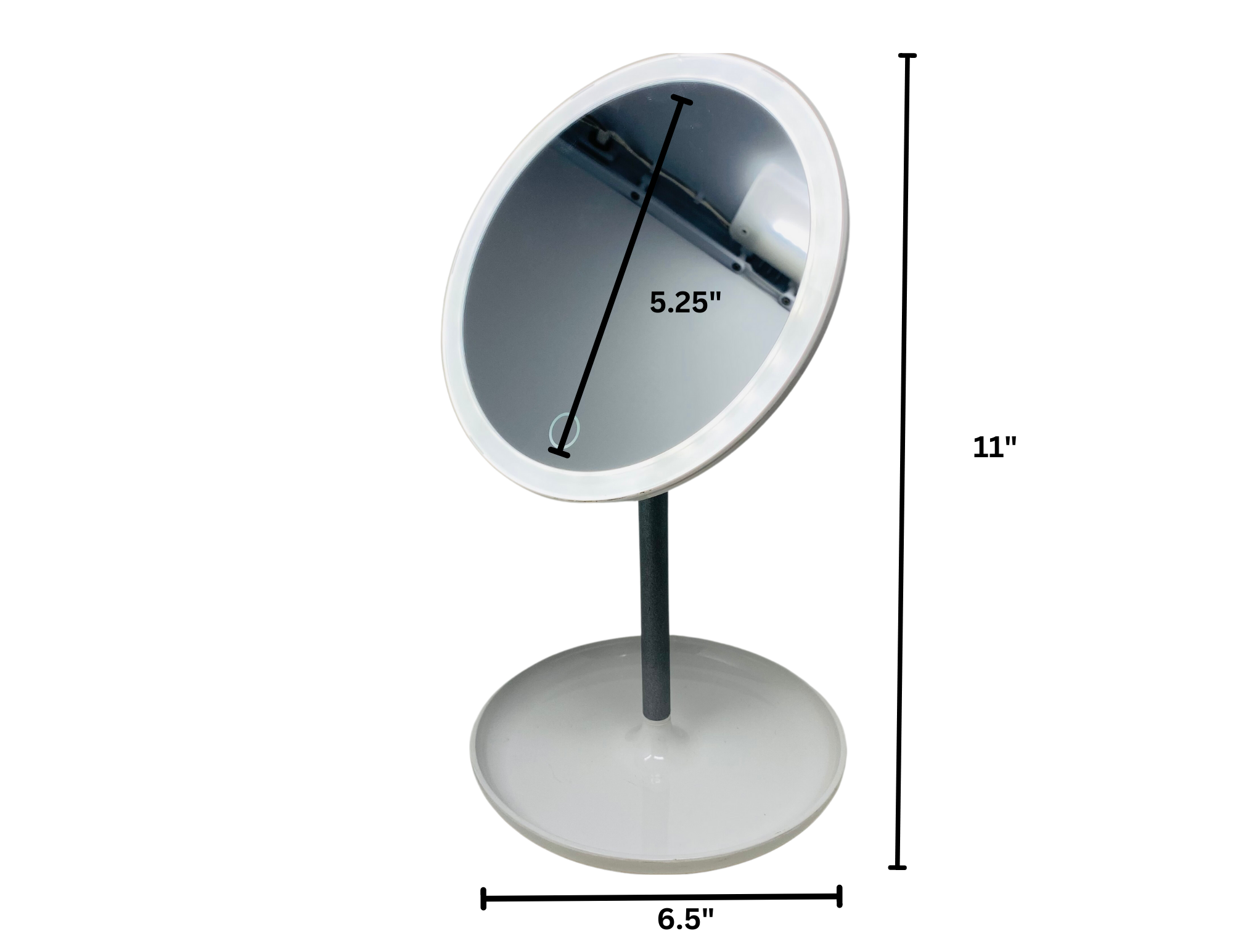 CLEARANCE 1X White LED Table Top Mirror (11"H x 5.25"D)