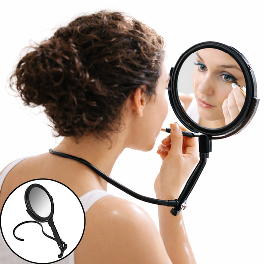 Hands Free Magnifying Neck Mirror – 1X/5X Dual Sided 4.25” Mirror, Adjustable Wearable Makeup & Shaving Mirror, 11” Portable Personal Beauty Mirror for Eyelash, Skincare & Grooming