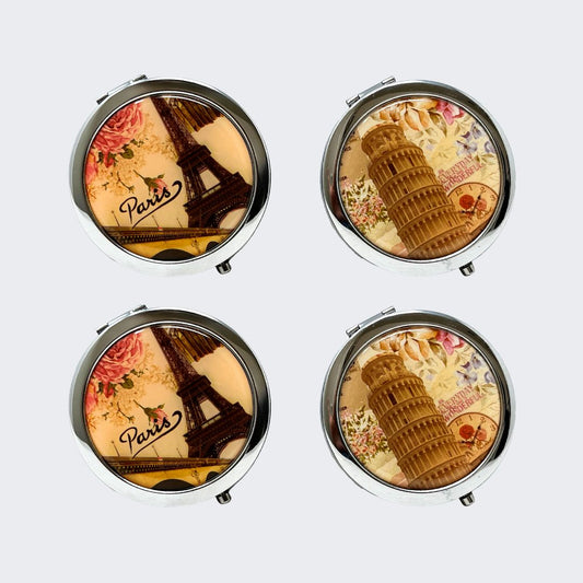 CM308 Round Vintage Compact Mirrors (4 pack)