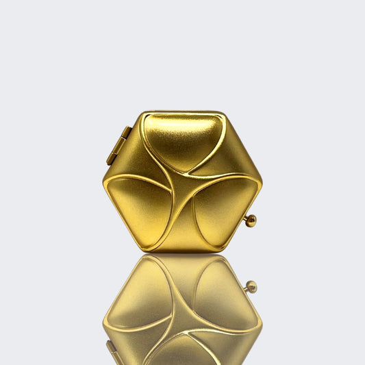 CM713 Hexagon Matte Gold Mini Compact Mirror