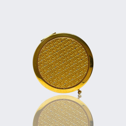 CM735 Round Gold Compact Mirror with Stones