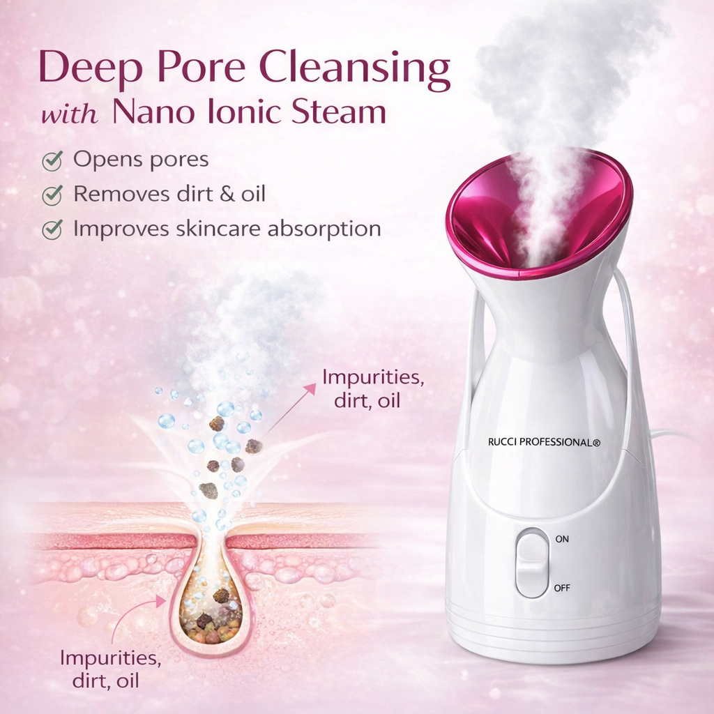 RUCCI PROFESSIONAL® Home Spa Facial Steamer Set – 12 Piece Kit for Deep Pore Cleansing & Glowing Skin