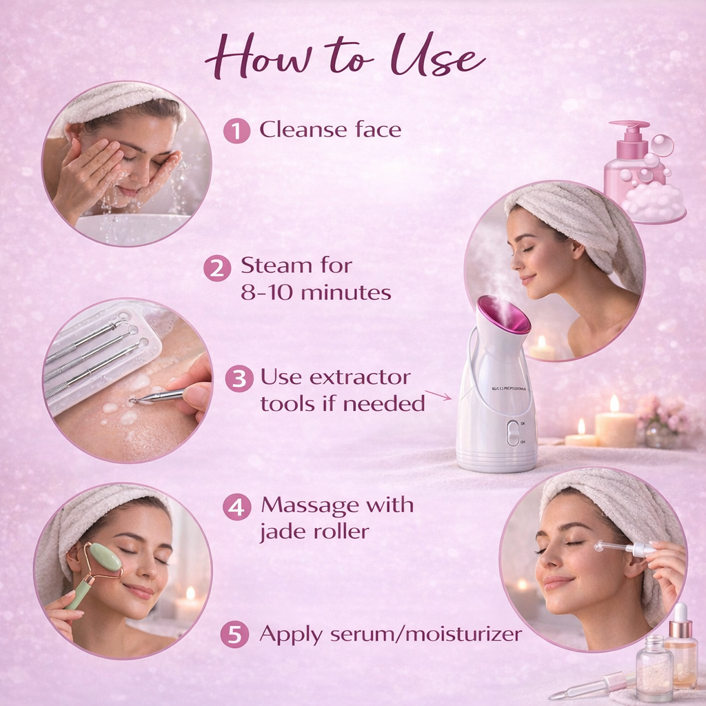 RUCCI PROFESSIONAL® Home Spa Facial Steamer Set – 12 Piece Kit for Deep Pore Cleansing & Glowing Skin