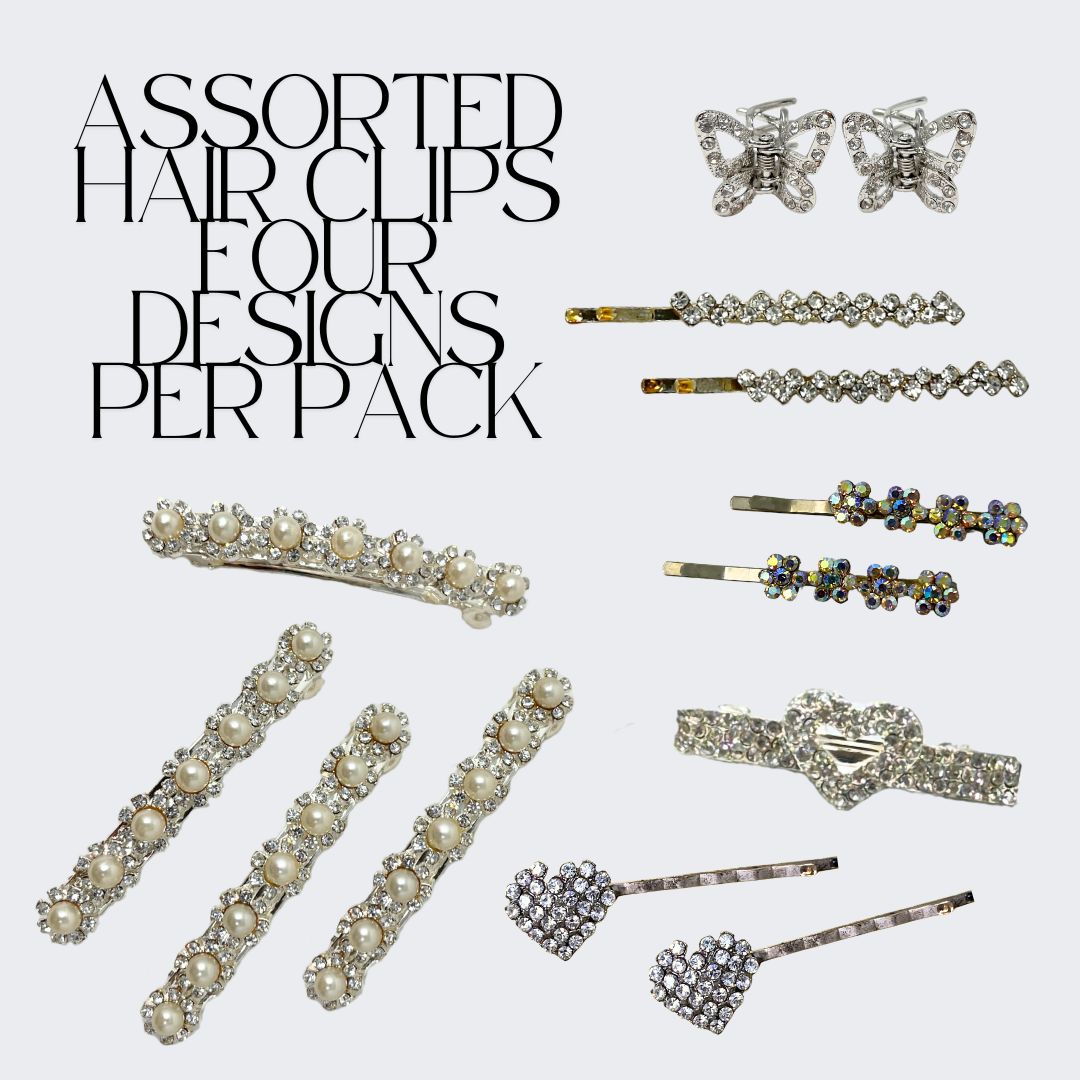 Assorted Sparkly Hairclips (4 designs 10 pcs /pack)