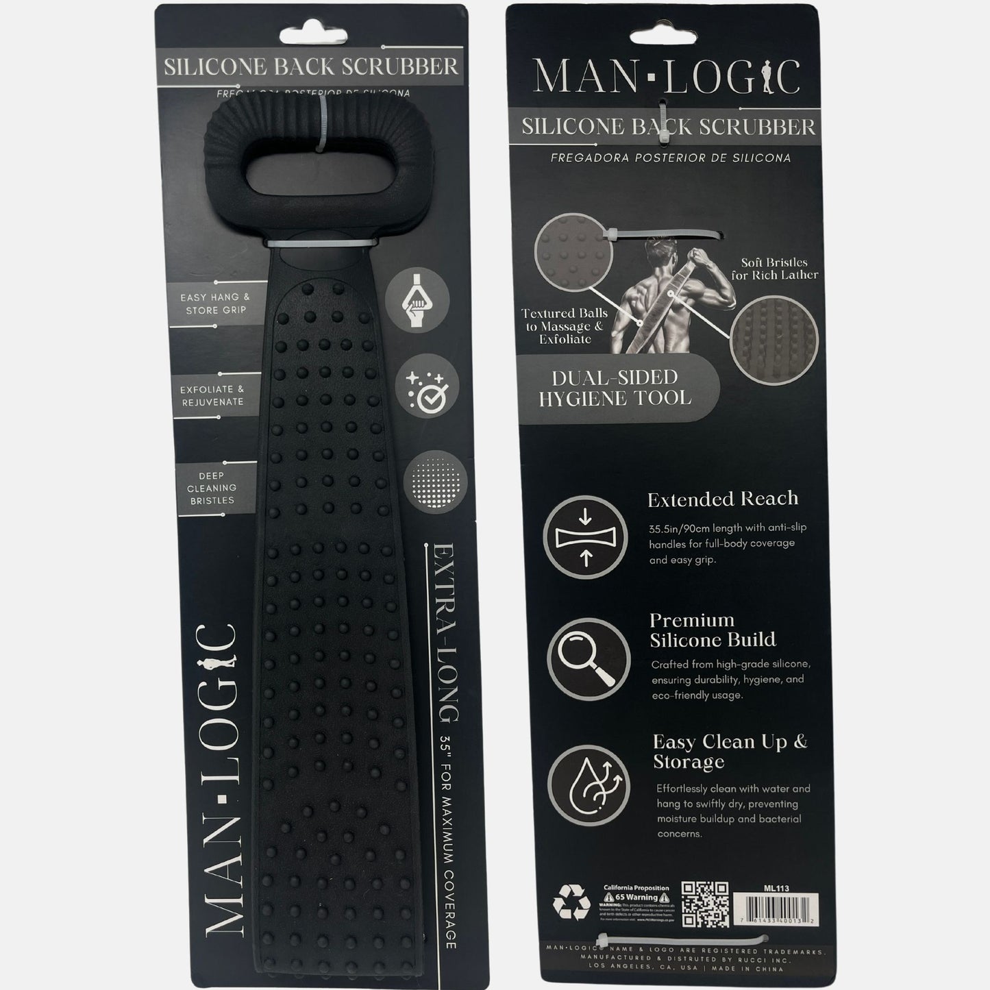Manlogic Back Scrubber Shower Soft Silicone Bath Body Brush