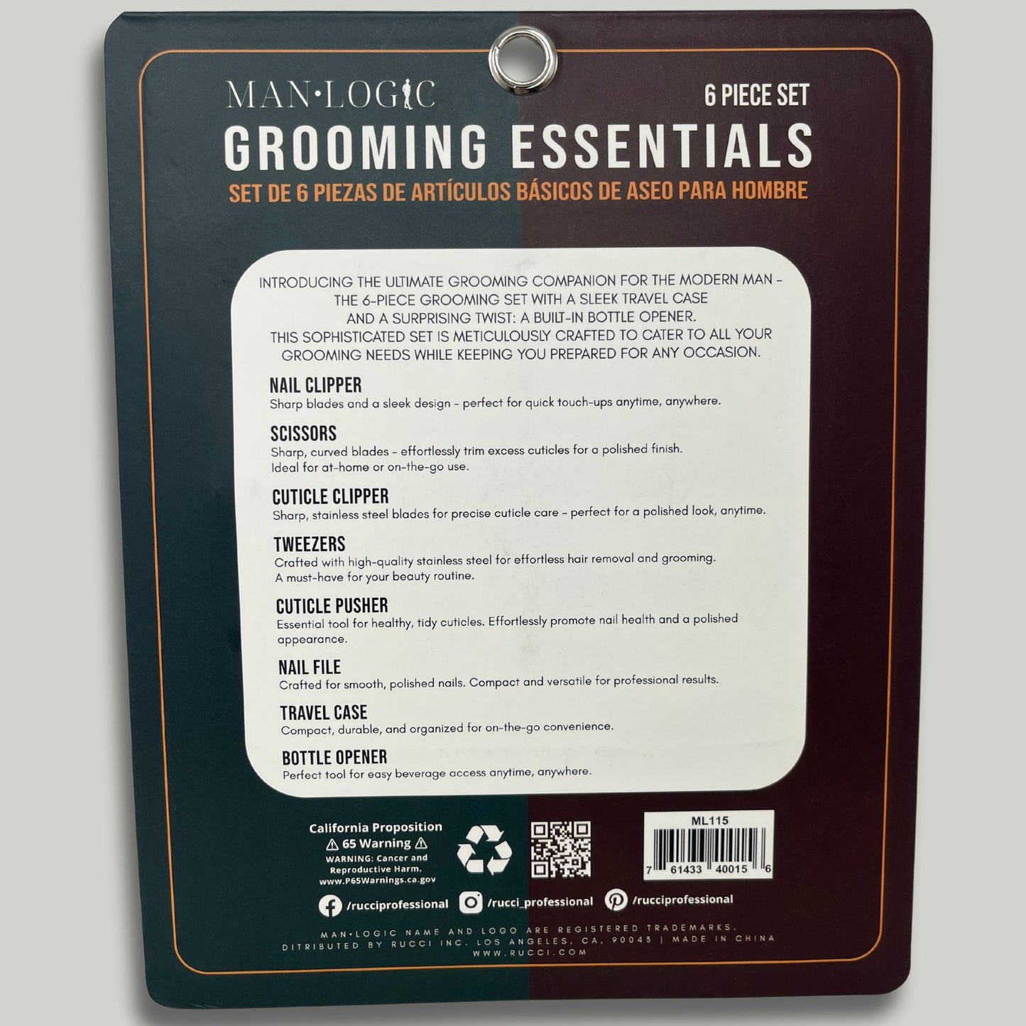 ML115 Manlogic Grooming Essentials 6 Piece Set