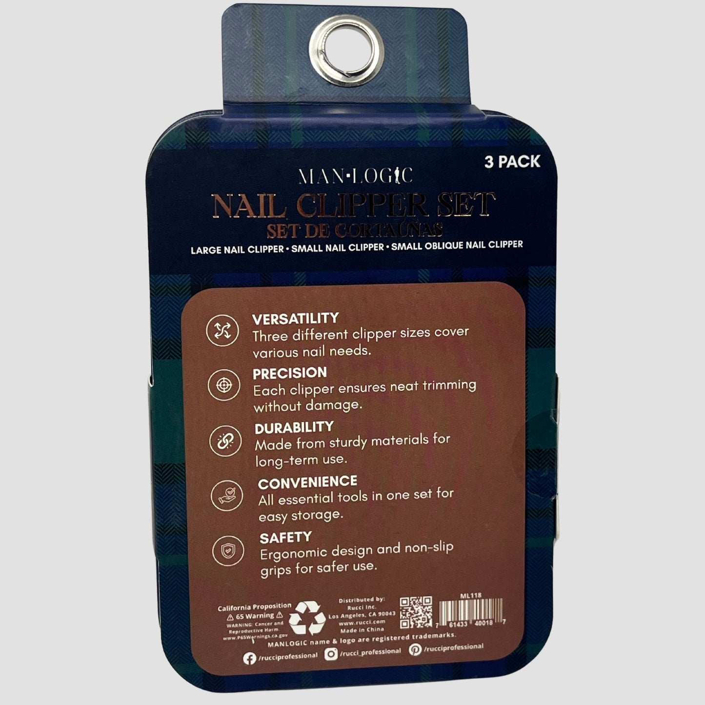 ML118 Manlogic Nail Clipper Set 3 Pack