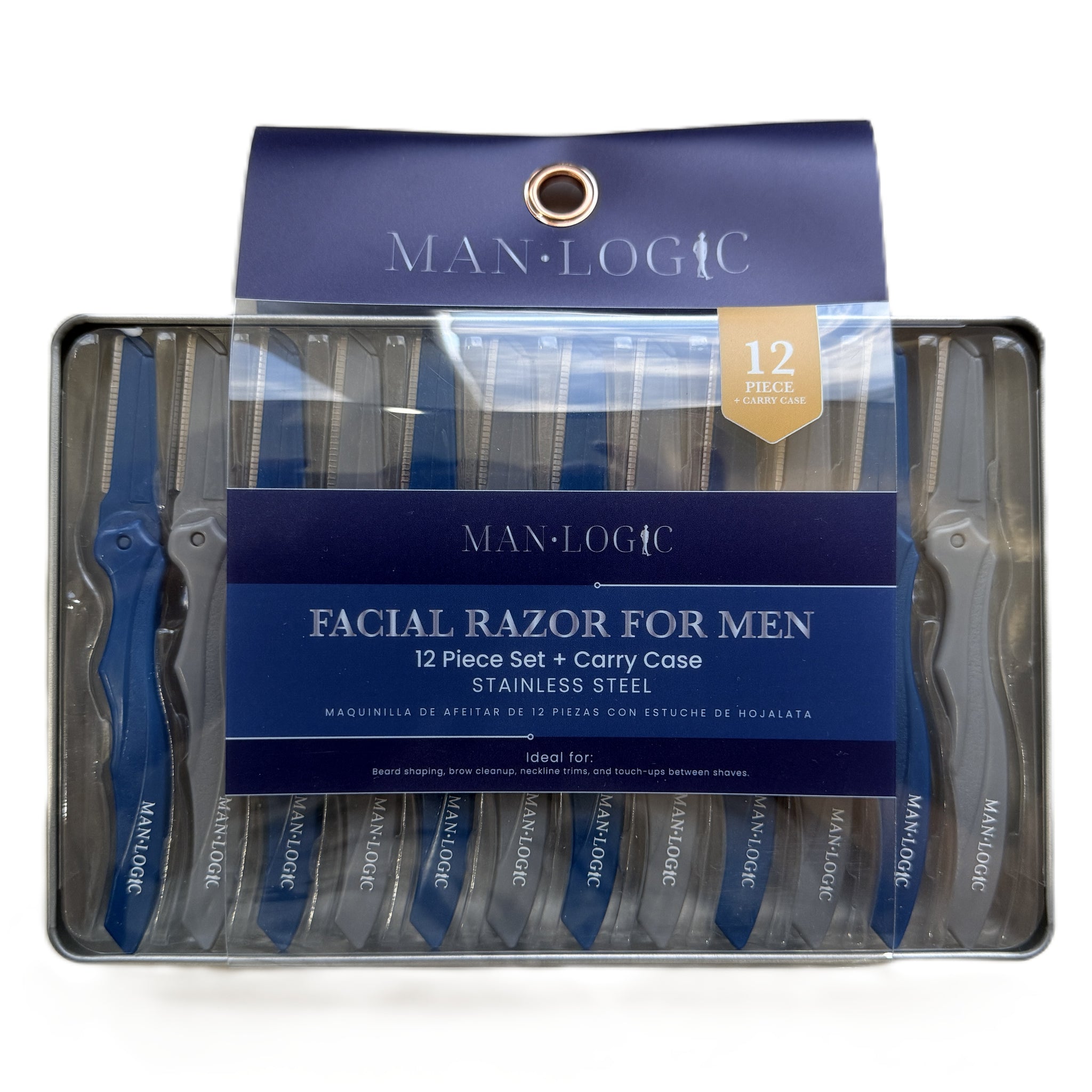 12-Piece Facial Razor Set for Men with Carry Case – Stainless Steel Pr ...