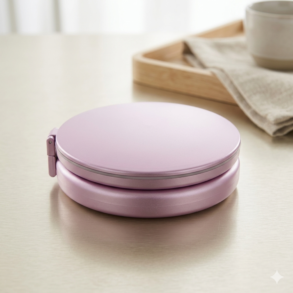 Lighted And Foldable Pink Travel Mirror (M958)