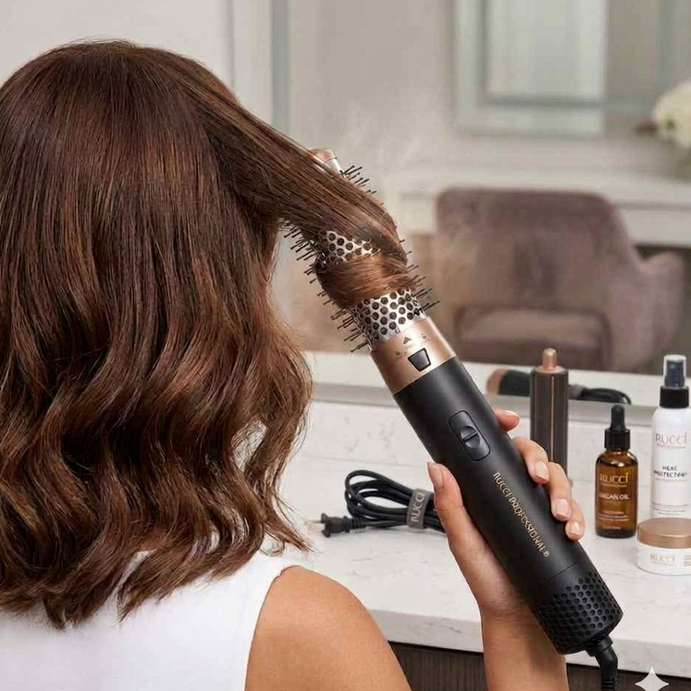 Rucci Professional 5-in-1 Hot Air Brush Set - 1000W Multi-Styler, Curler, Waver & Volumizer