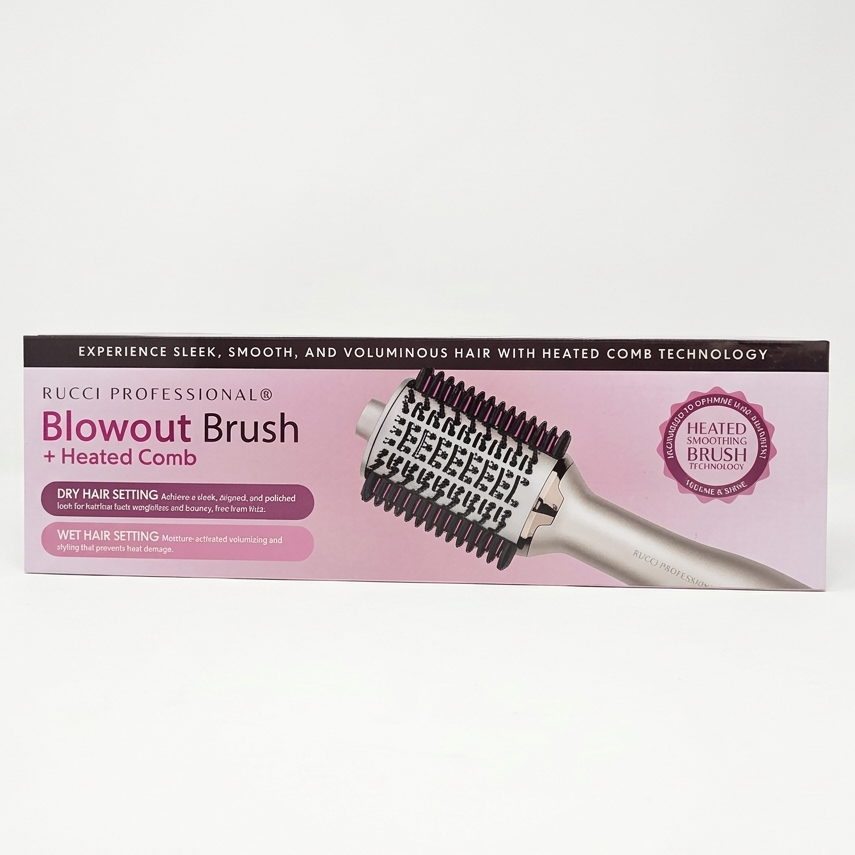 RUCCI Professional 2-in-1 Blowout Brush & Heated Comb – Multi-Styler for Wet & Dry Hair