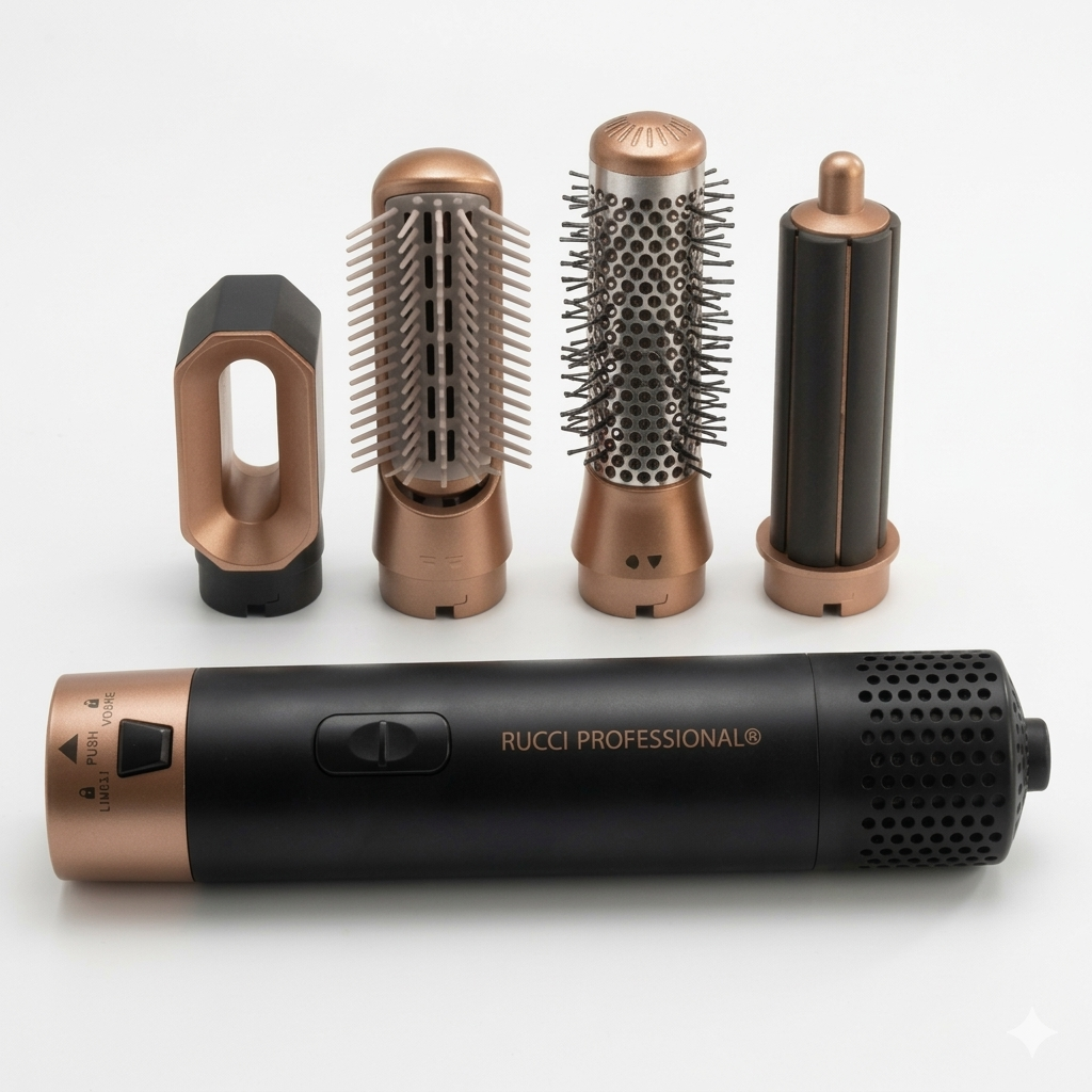 Rucci Professional 5-in-1 Hot Air Brush Set - 1000W Multi-Styler, Curler, Waver & Volumizer