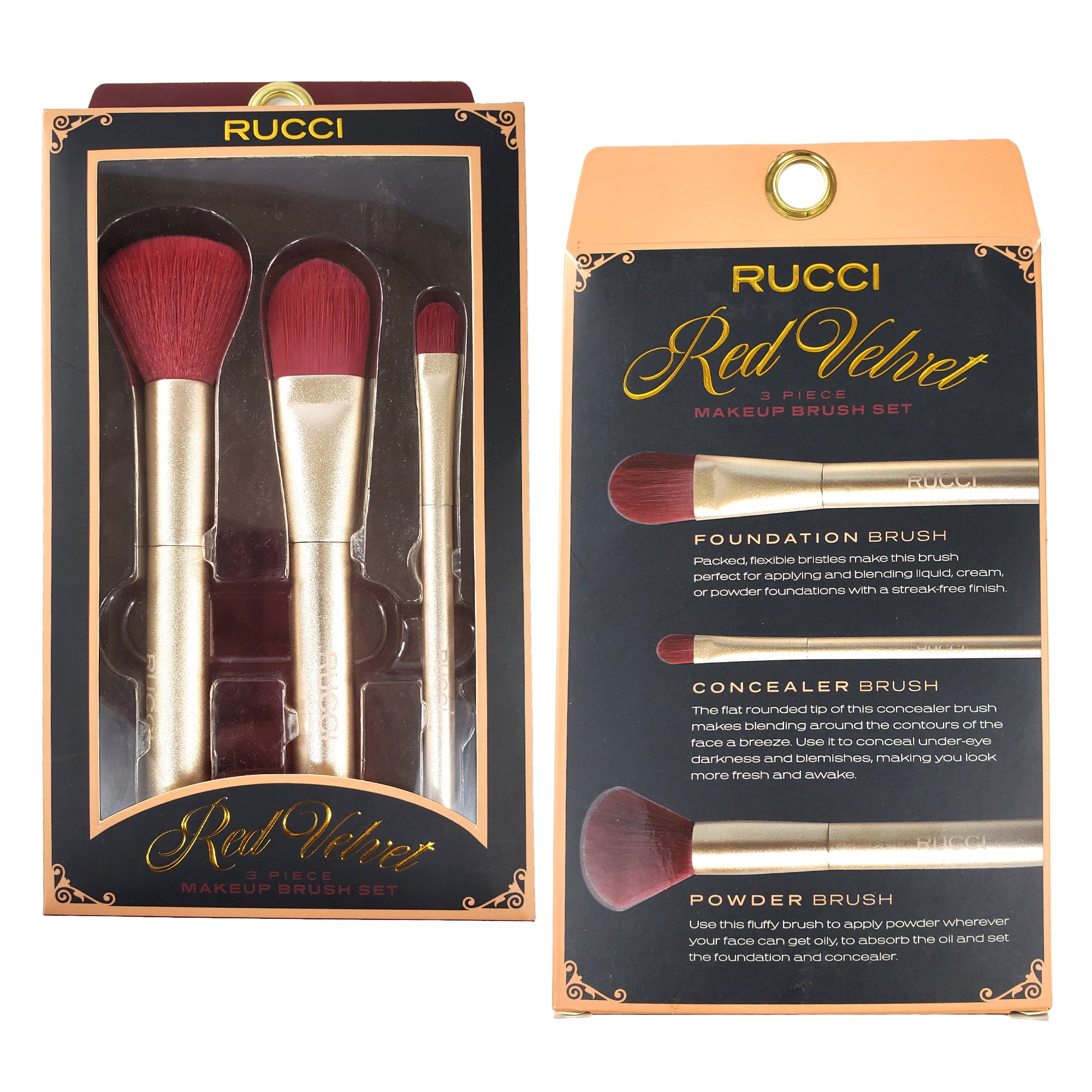 Rucci Red Velvet Cosmetic Brush Set (3 Piece) (CC470)