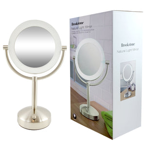 Brookstone Natural Light Makeup Vanity Mirror, 10x/1x Magnification & Chrome Finish (M324105)