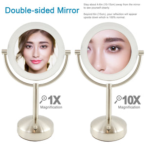 Brookstone Natural Light Makeup Vanity Mirror, 10x/1x Magnification & Chrome Finish (M324105)